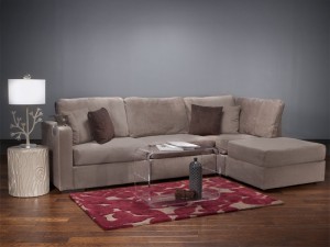 Four Cushion Chaise Sectional With Taupe Rhinoplush Covers Four Cushion Chaise Sectional With Taupe Rhinoplush Covers