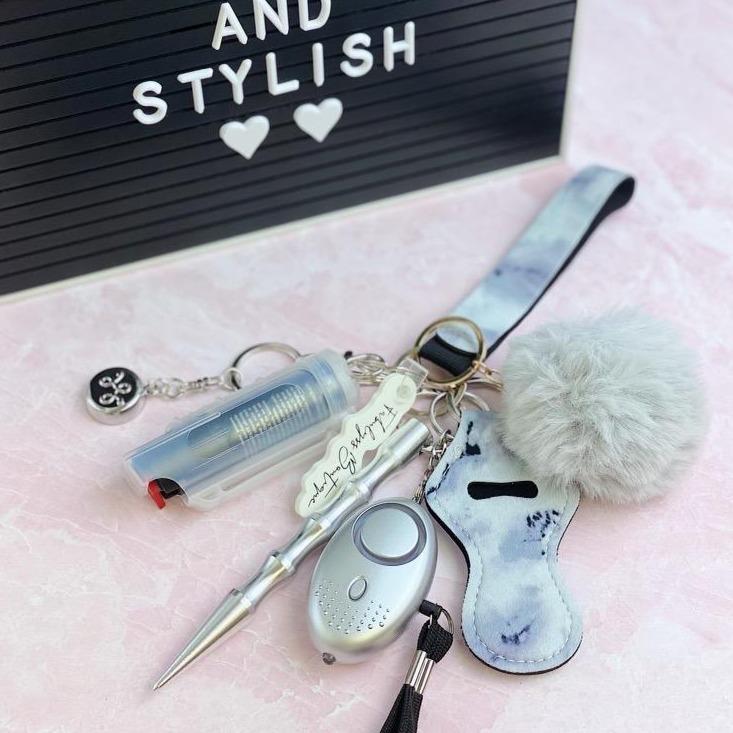 invisaWear Silver Marble Self Defense Keychain Bundle